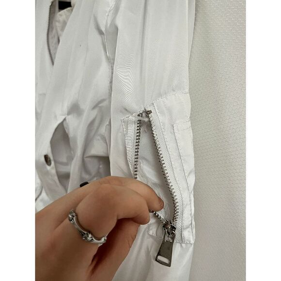 36.5 Womens Full zip up Bomber Long Sleeve Preppy Casual Jacket White Size Small - Picture 8 of 8